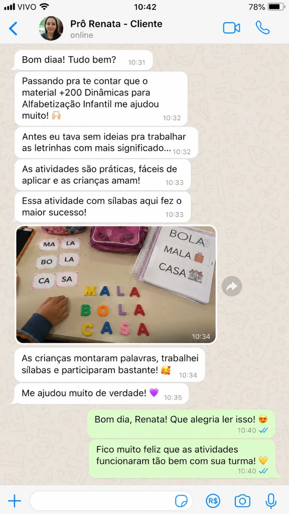 Depoimento da professora Juliana