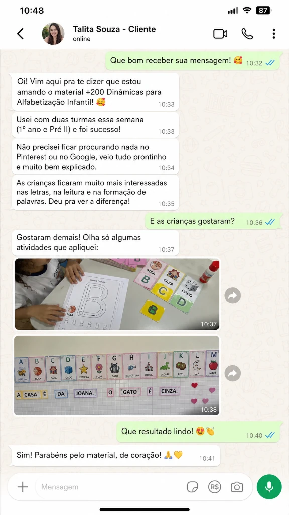 Depoimento da professora Talita
